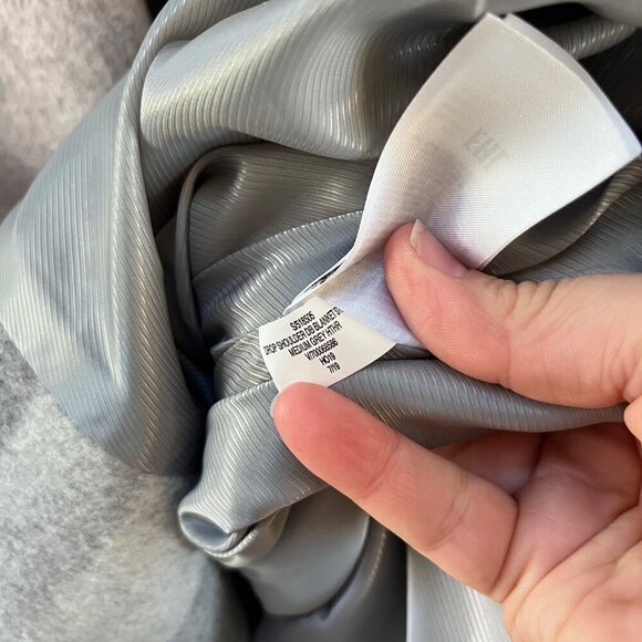 Banana Republic Womens Grey Wool Blend OversCoat XL With Striped Detail & Pocket - Picture 3 of 6